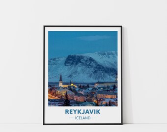 Reykjavik Travel Print, Watercolor Travel Poster, Reykjavik Art Print, Watercolor City Print, Iceland Traveler Gift, City Wall Art, Iceland