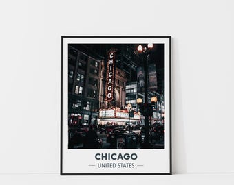 Impressão de viagem em Chicago, pôster de viagem em aquarela, impressão de arte em Illinois, impressão de cidade em aquarela, presente de viagem em Chicago, arte de parede da cidade, tinta de Chicago