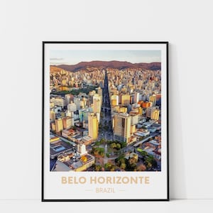 Belo Horizonte Travel Print, Watercolor Travel Poster, Belo Horizonte Art Print, Watercolor City Print, Brazil Traveler Gift, City Wall Art
