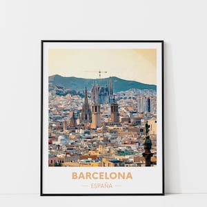 Impresión de viaje de Barcelona, póster de viaje en acuarela, impresión artística de Barcelona, impresión de la ciudad en acuarela, regalo de viajero de Barcelona, arte mural de la ciudad, España