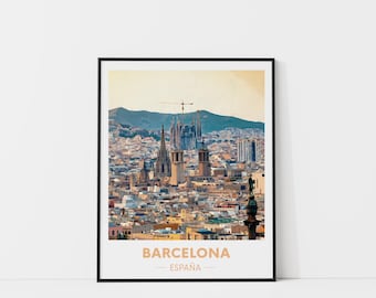 Barcelona Travel Print, Watercolor Travel Poster, Barcelona Art Print, Watercolor City Print, Barcelona Traveler Gift, City Wall Art, Spain