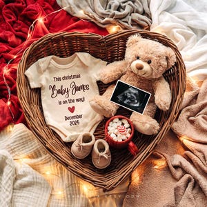 Faire-part de grossesse de Noël Faire-part Boho de décembre Sexe bébé Révéler les médias sociaux neutres Révéler le modèle numérique Révéler