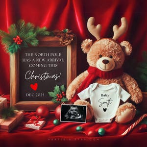 Faire-part de grossesse pour Noël Faire-part numérique sur le sexe des fêtes Bébé Révéler les médias sociaux neutres Révéler tous les sexes C'est un garçon/une fille