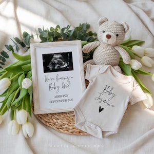 Simple Neutral Pregnancy Announcement Template Digital Baby Announcement Social Media Gender Reveal Instant Editable Pregnancy Template