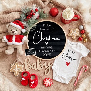 Christmas Pregnancy Announcement December Baby Announcement Gender Baby Reveal Neutral Social Media Reveal, Digital Reveal Template CP0030