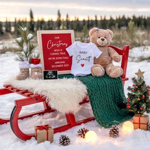 Weihnachten Schwangerschaft Ankündigung Dezember Baby Ankündigung Geschlecht Baby Reveal Neutral, Social Media Reveal Digital Reveal Vorlage DP0011