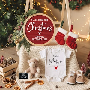 Annuncio di gravidanza a Natale, Annuncio del primo bambino a dicembre, Rivelazione del genere neutro, Rivelazione sui social media per le feste, Tornerò a casa CP0079