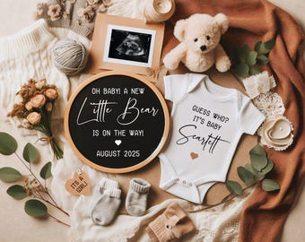 Neutrale Schwangerschaftansage Vorlage, bearbeitbare Baby Reveal Ankündigung für neue Eltern, Social Media Posting, Digital, Sofort Download