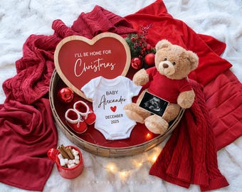 Weihnachten Baby Ankündigung Digitale Schwangerschaft Ankündigung Dezember Gender Reveal Neutal Urlaub Social Media Reveal bearbeitbar DP0009