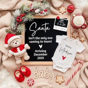 Annuncio di gravidanza a Natale, rivelazione digitale del sesso del bambino a dicembre (neutro), rivelazione di Babbo Natale sui social media, rivelazione di una bambina (CP0048)