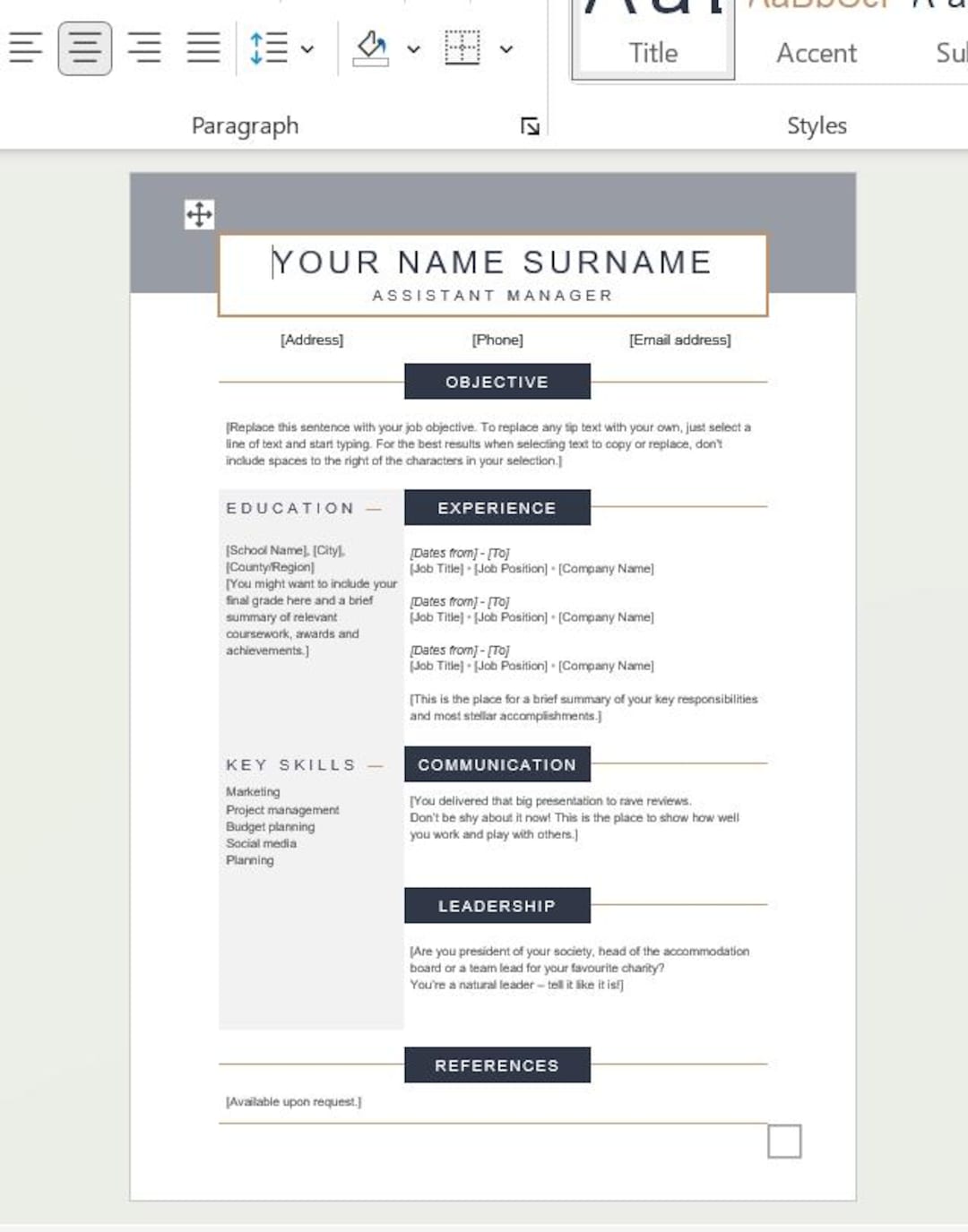 プロフェッショナルで洗練された履歴書テンプレートがたったの 1.49 ドルで手に入ります! - Etsy 日本