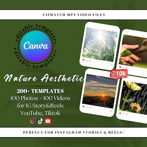 200 Nature Aesthetic Faceless Reels, Matching Instagram Photo Post, Faceless Digital Marketing, with PLR & MRR Master Resell Rights