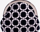 Black and White Coin Purse, Mod Dots, Kiss lock Frame