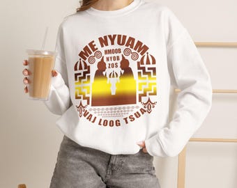 Hmong Heritage Sweatshirt | Sunrise Silhouette, Tribal Motif Crewneck