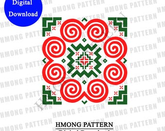 Hmong Design PNG: Traditional Textile Pattern (Digital Download, 11x13 in)