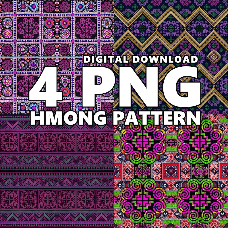Hmong Color Patterns 4 Hmong Pattern PNG Designs (digital Download) - Etsy