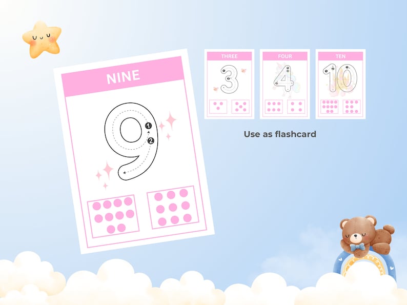 Tracing & Counting Numbers for Girl, Activity for Toddlers Preschool