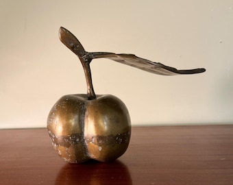 Large Brass Art Deco Brutalist Cherry Sculpture