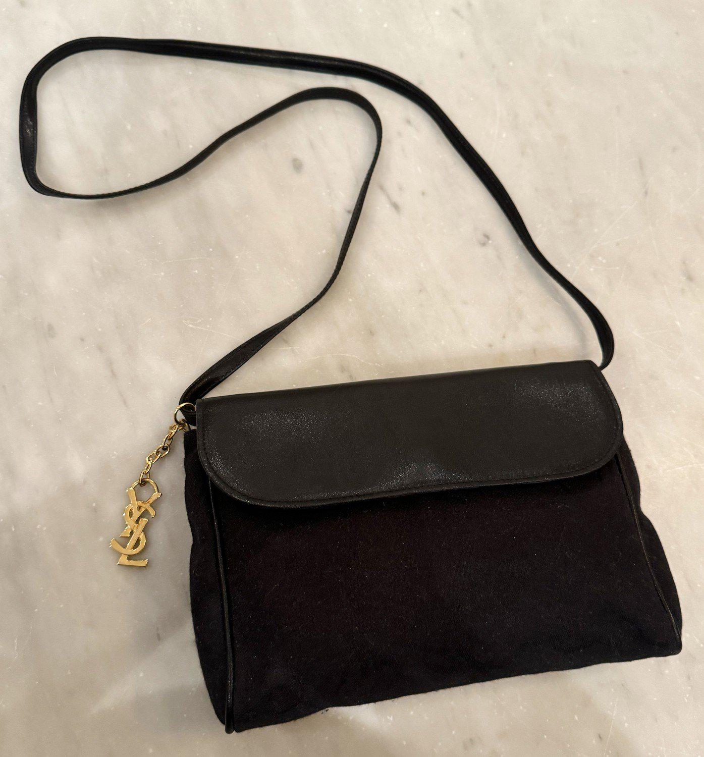 SAC YSL VINYL SHOULDER BLACK 80'S VINTAGE