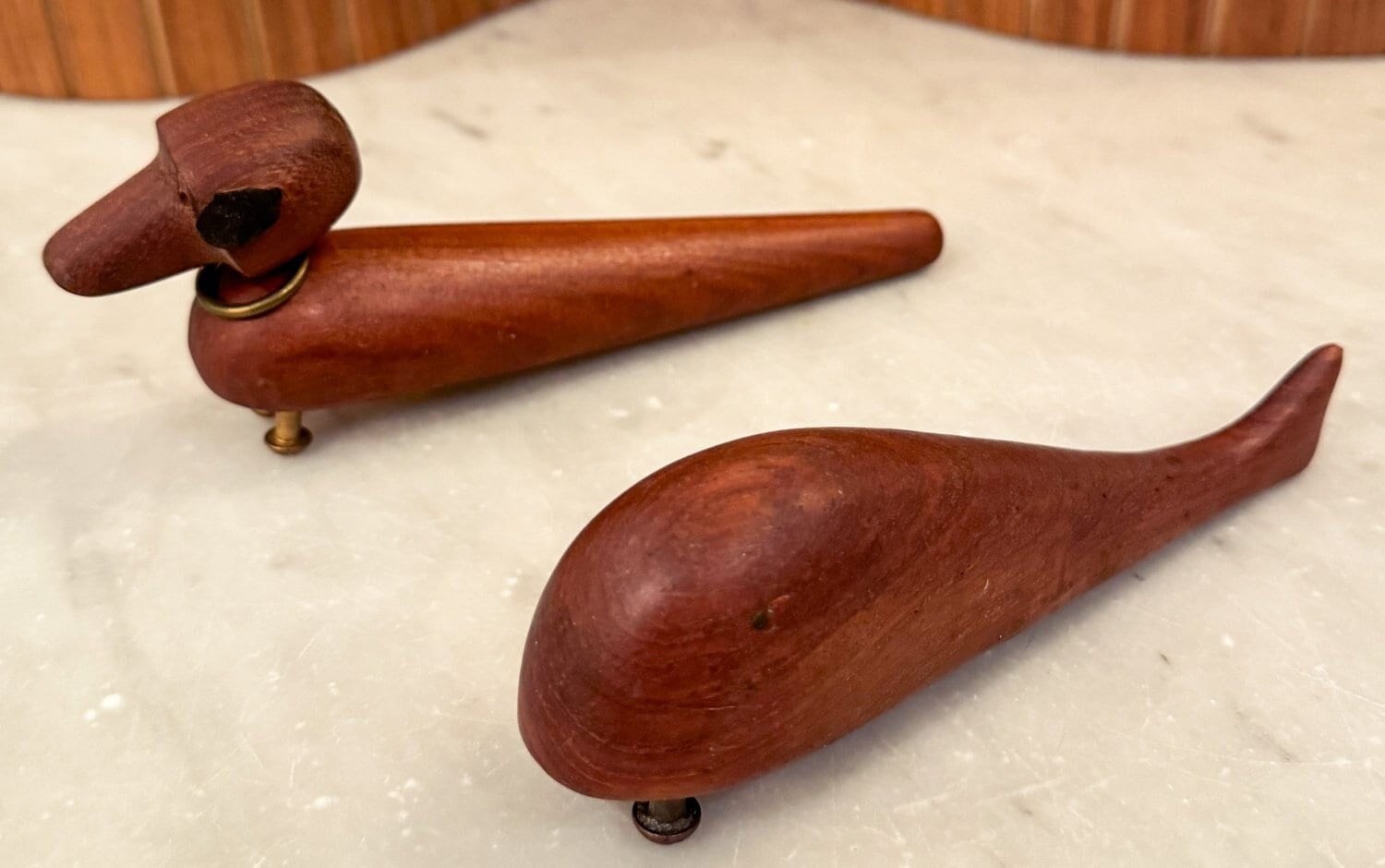 CHRIS VEJLE Mid-Century Teak Dog & Whale made in DENMARK