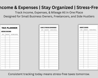 Yearly Tax Planner | Income & Expense Tracker | Printable Small Business Finance Organizer | 1099 Tax Prep | For Influencers and Contractors
