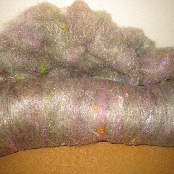 Tide Pool Art Batt 'Anemone & Kelp' Merino Wool, Alpaca, Silk and Noils, 3.46 oz. Hand Dyed, Spinning Fiber, Needle Felt, Wet Felt Batt