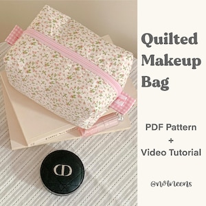 Makeup Bag Sewing Pattern | Quilted Makeup Bag Tutorial | PDF Sewing Pattern | Sewing Instructions