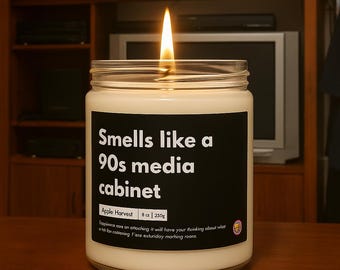 90s Media Cabinet Scented Candle • Nostalgic Millennial Soy Candle