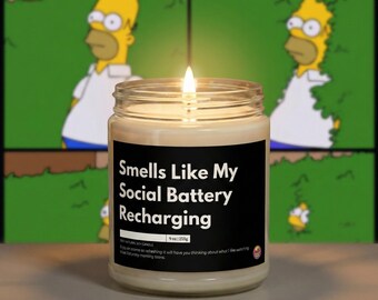 Bougie de recharge de batterie Smells Like My Social - Cadeau introverti amusant pour les casaniers