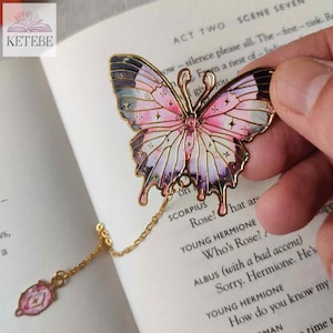 Schmetterling Metall Lesezeichen mit Anhänger Kette, schöne Schmetterling Design, Buch & Natur Liebhaber, der Traum des Lesers, Perfektes Geschenk für Sie
