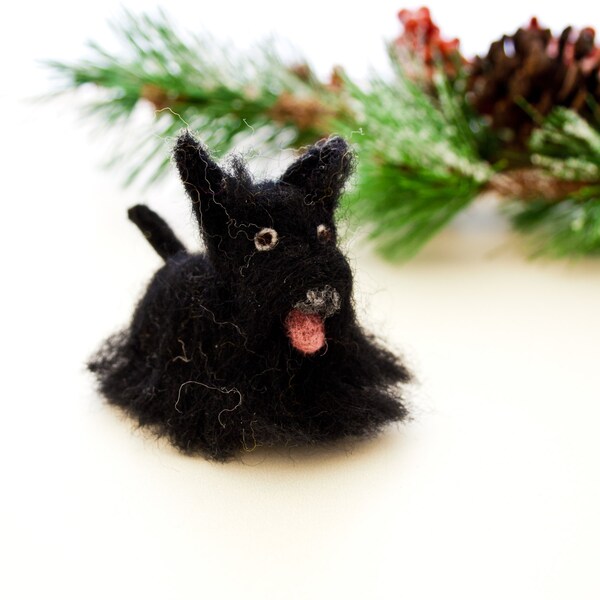 Scottish terrier ornament, Needle felted Scottish terrier, Scotty, Dog ornament, Custom pet portrait