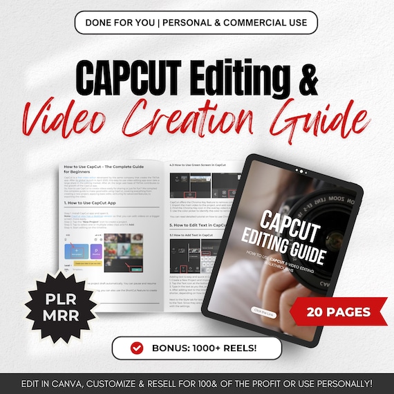 Ultimate Guide to Capcut Editing eBook MRR PLR Master Resell Rights DFY Digital Blueprint to Video Content Creation Editable Canva Capcut
