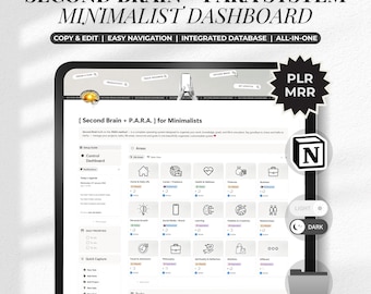 Minimalist Second Brain Notion Planner P.A.R.A. Method, Life Vision OS, Ultimate All-in-One Digital Planning PARA System Dashboard Template