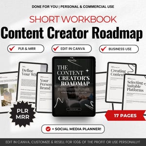 Content Creator Workbook, PLR MRR Content Creation Guide, Content Making Roadmap, Social Media Step-by-Step Worksheets Online Brand Building