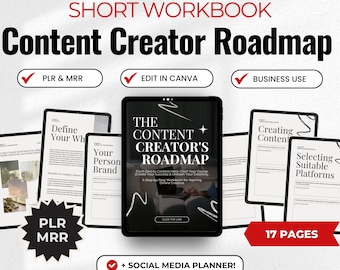 コンテンツ作成ワークブック、PLR MRRコンテンツ作成ガイド、コンテンツ作成ロードマップ、ソーシャルメディアステップバイステップワークシートオンラインブランド構築