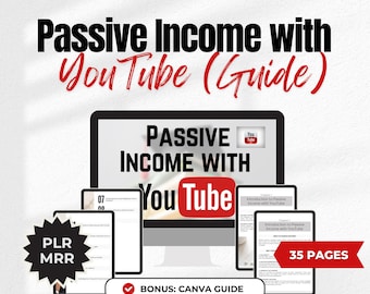 Passive Income with YouTube Guide | DFY Digital Product Master Resell Rights, Digital Marketing MRR PLR Vlog Content Ideas, Youtubers Ebook