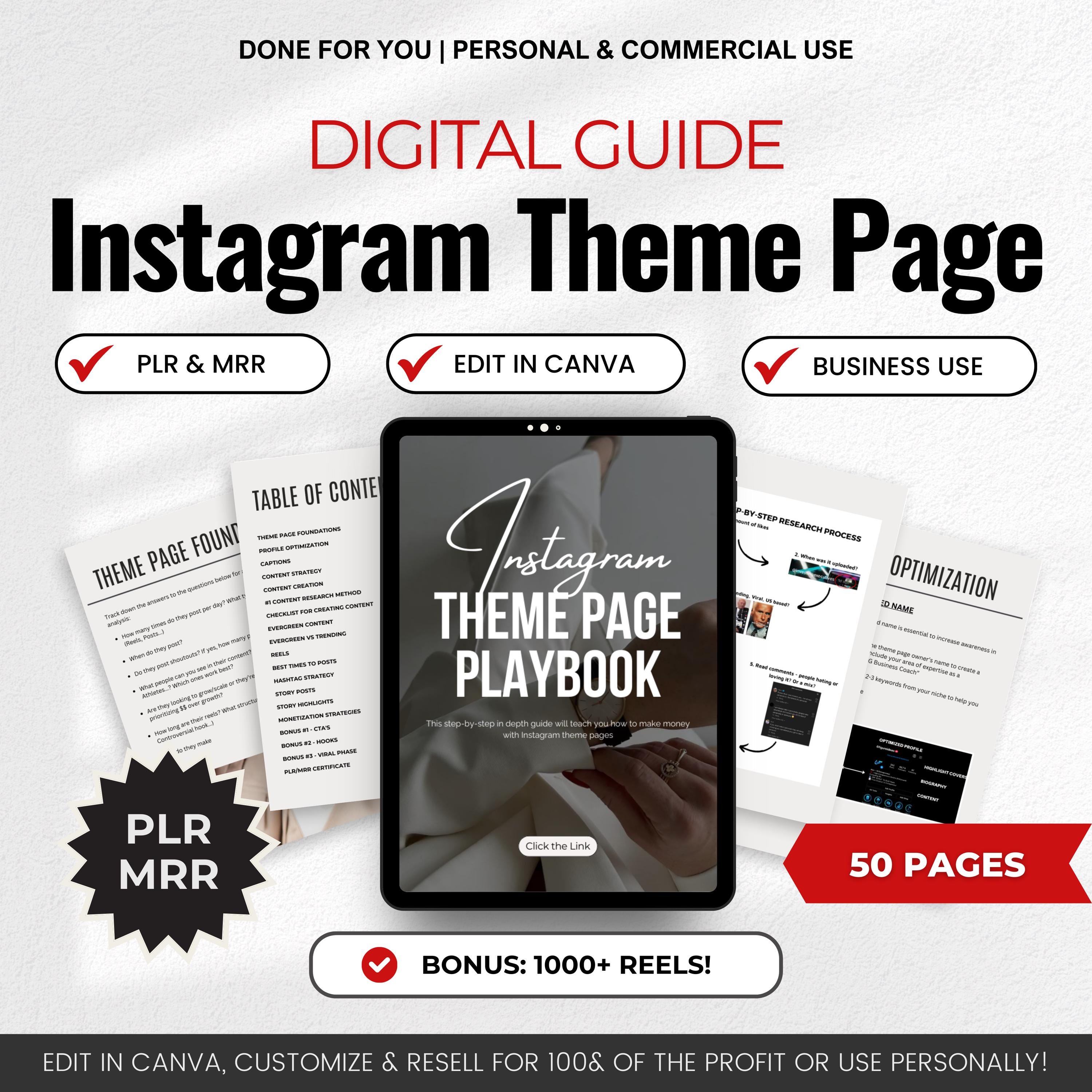 Instagram Theme Page Playbook, Insta Guide, Social Media Instagram ...