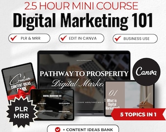 Pathway to Prosperity Digital Marketing Course, Audio/Video Mini Course, Canva Editable PLR MRR Courses, Social Media Online Business Course