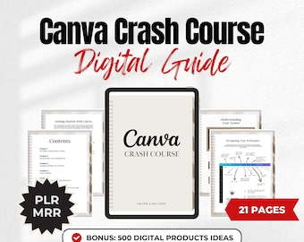 Canva Crashkurs, Master Wiederverkaufsrechte MRR PLR Digitales Produkt DFY Canva Ratgeber für Unternehmer, Canva Template, Canva ebook für Business