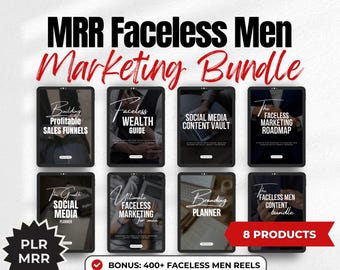 MRR Faceless Men Digital Marketing Bundle | Done For You Guides, Canva Editable Templates, Men Reels Content PLR MRR Products Passive Income