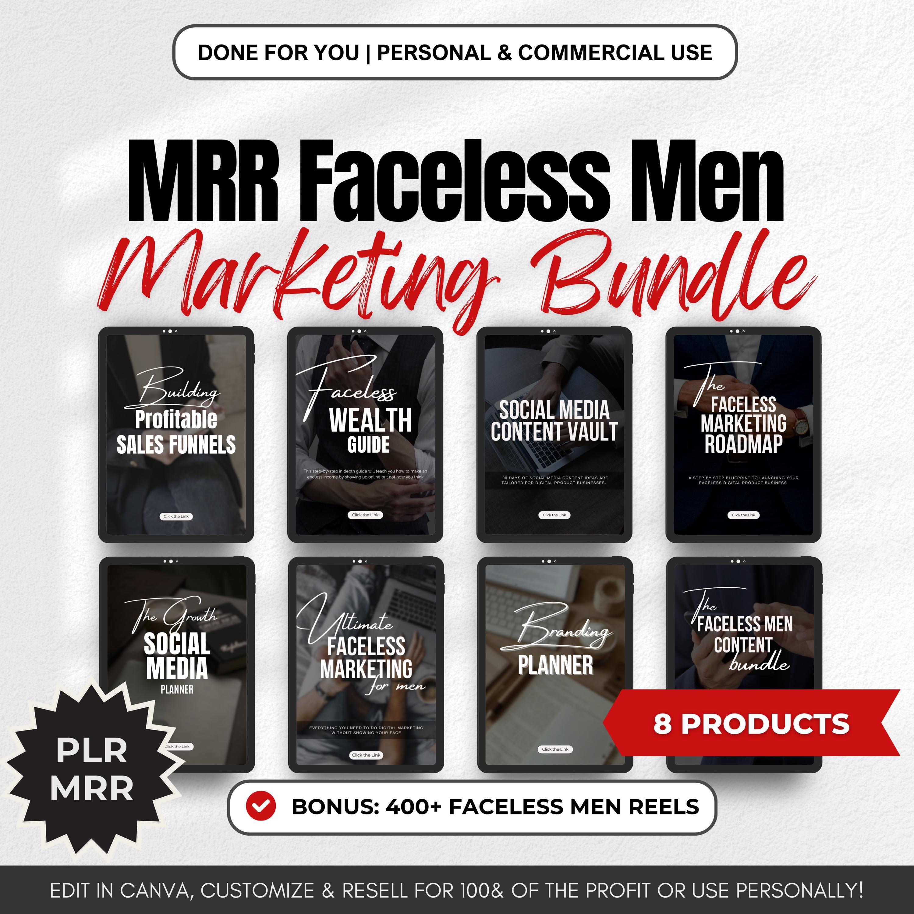 MRR Faceless Men Digital Marketing Bundle | Done for You Guides, Canva ...