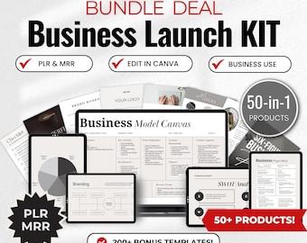 Business Launch Kit | Digital Marketing Resell Bundle MRR PLR, Launch Your Business Toolkit, Passive Income, Side Hustle Launching Business