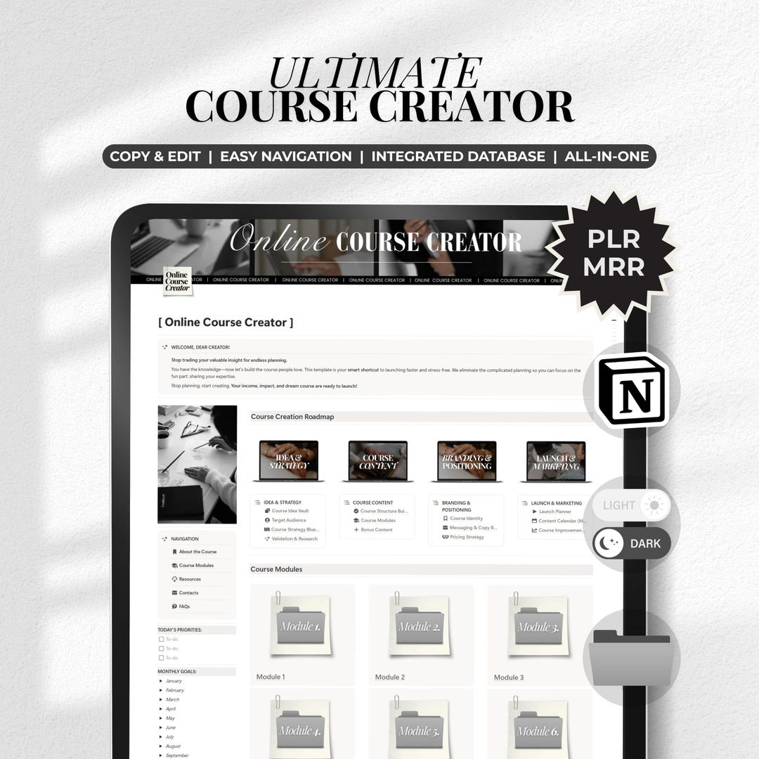 Online Course Creator Notion Template | Ultimate All-in-one Academic ...