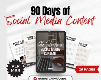 90 Days of Social Media PLR MRR Done for You Guide, Editable Canva Ebook, DFY Master Resell Rights Digital Product, Social Media Ideas