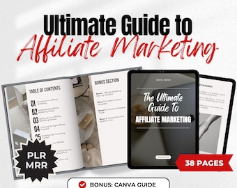 Ultimate Guide to Affiliate Marketing eBook MRR PLR Resell Rights DFY Digital Beginners Guide Passive Income Content Editable Canva Template