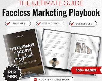 Ultimate Faceless Marketing Playbook PLR MRR dfy Digital Product, Done For You Editable Digital Guide, Passive Income Workbook, Resell Ebook