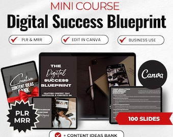 The Digital Success Blueprint Digital Marketing Audio/Video Mini-Course Canva Editable PLR MRR Course, Social Media Instagram Content Course