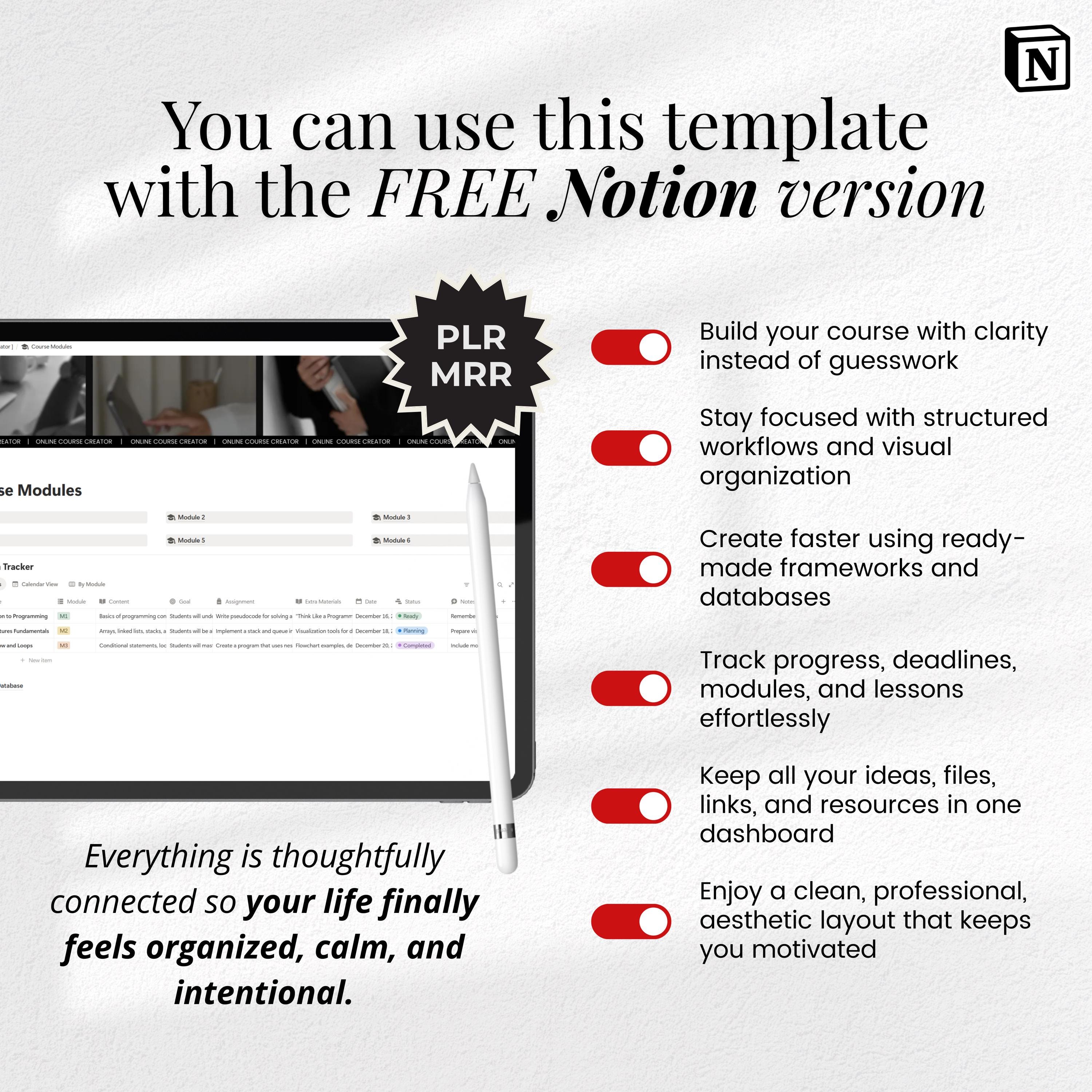 Online Course Creator Notion Template | Ultimate All-in-one Academic ...