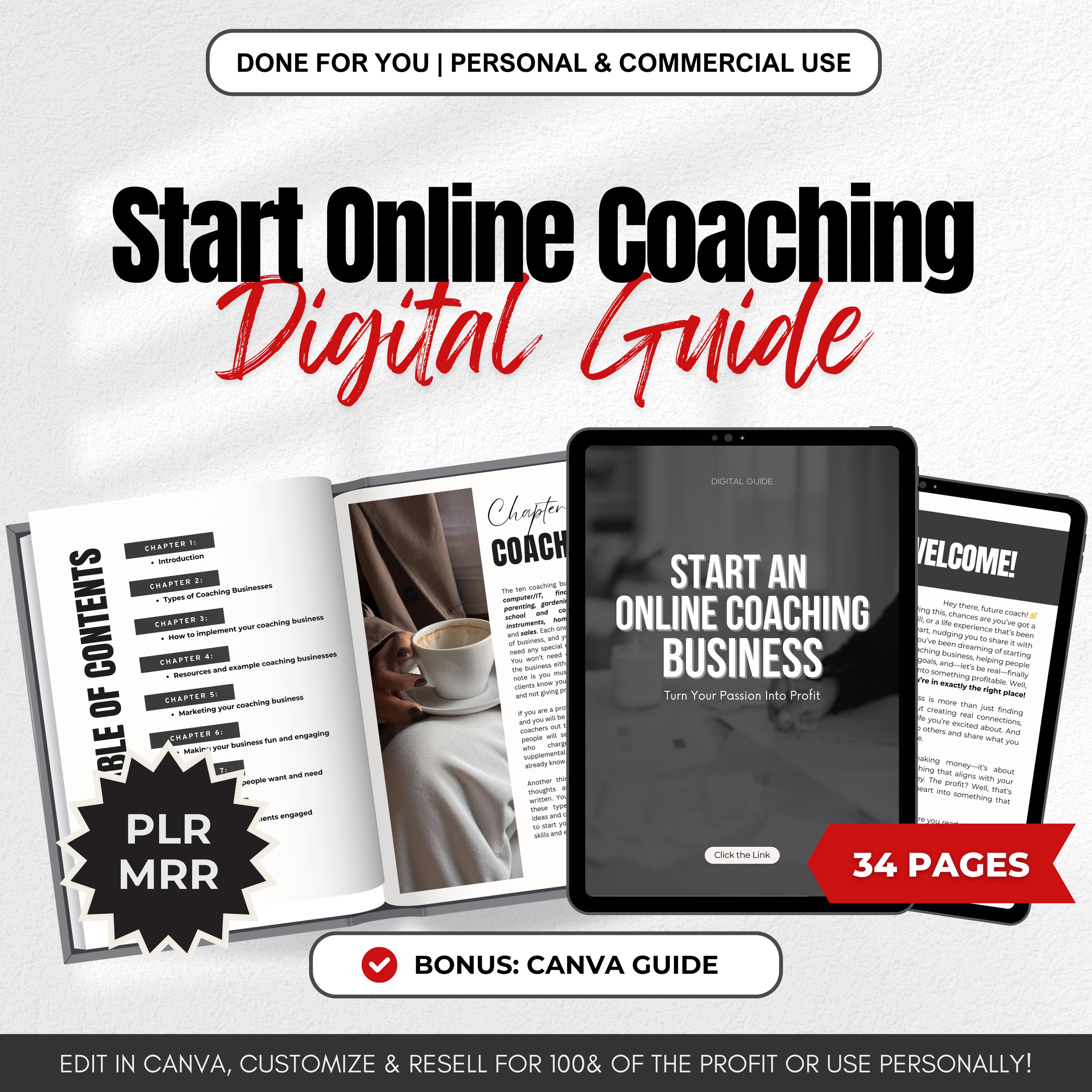 Start Online Coaching Business Ebook MRR PLR Resell Rights DFY Digital ...