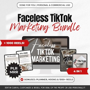 TikTok Marketing Guide Bundle + 110 Hooks for TikTok, Social Media Planner Captions ebook MRR PLR Resell Rights DFY Engagement Digital Guide